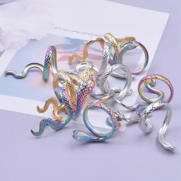 Wholesale PVD Coated Real Gold Plated 18K Gold Snake 304 Stainless Steel Classic Style Waterproof Non Tarnish Rings