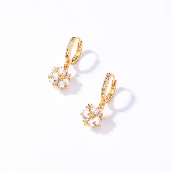 Wholesale 1 Pair Casual Sweet Round Plating Inlay Copper Zircon Gold Plated Drop Earrings