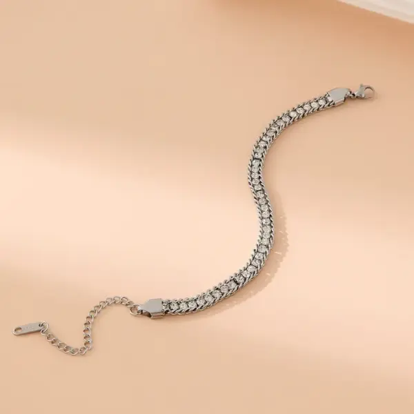 Wholesale Elegant Glam Simple Style Geometric 304 Stainless Steel 18K Gold Plated Rhinestones Bracelets In Bulk
