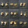 Wholesale PVD Coated 18K Gold Real Gold Plated Solid Color 304 Stainless Steel Simple Style Classic Style Waterproof Non Tarnish Ear Studs