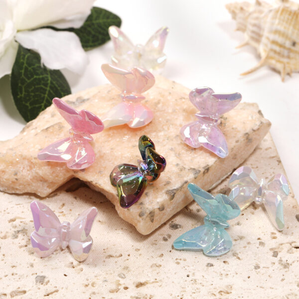 oly-ba8d9d0b3ff76f5d862adba9f6787ec3 Wholesale Translucent Sequins Butterfly Beaded UV Colored Wings Hanging Hole Beads DIY Mobile Phone Chain Keychain Aessories Pendant