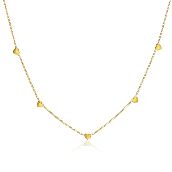 Wholesale Stainless Steel Heart Shape PVD Coated Gold Plated Casual Simple Style Waterproof Non Tarnish Plating Curb Chain Gold Necklace