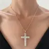 Wholesale Stainless Steel Copper Metal IG Style Plating Inlay Cross Rhinestones Zircon Artificial Pearls Necklace