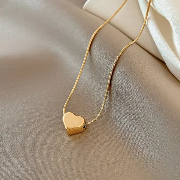 Wholesale Simple Style Heart Shape Titanium Steel Plating Pendant Necklace