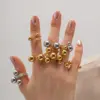 Wholesale 304 Stainless Steel Geometric PVD Coated 18K Real Gold Plated Real Gold Plated Casual Classic Style Waterproof Non Tarnish Plating Gold Rings Earrings Necklace