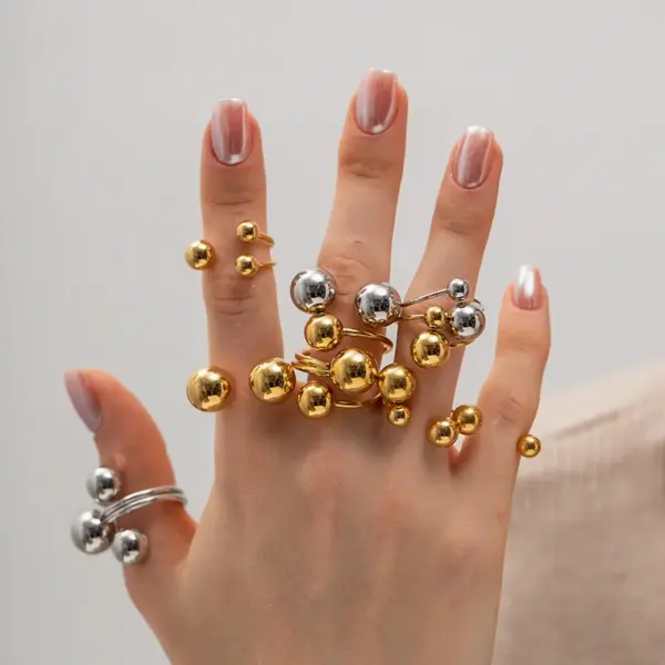 Wholesale 304 Stainless Steel Geometric PVD Coated 18K Real Gold Plated Real Gold Plated Casual Classic Style Waterproof Non Tarnish Plating Gold Rings Earrings Necklace