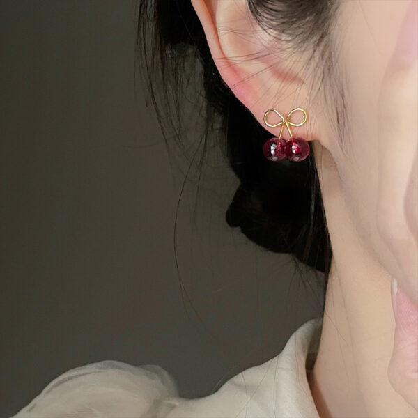 Wholesale "Cherry Ripe" Cherry Mosquito Incense Plate Ear Clip No Ear Holes Women's Summer Earrings Cute Daily Clip Earrings