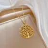 Wholesale Fashion Round Tree Titanium Steel Copper Zircon Pendant Necklace In Bulk