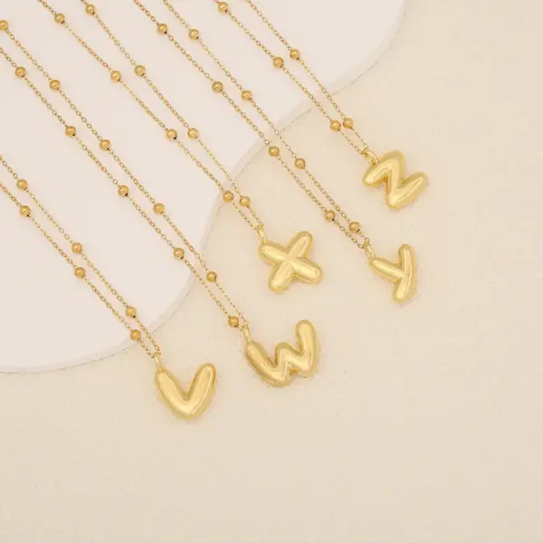 Wholesale Simple Style Letter Stainless Steel Copper Plating 18K Gold Plated Pendant Necklace