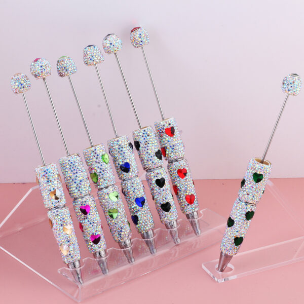 oly-ba9fcabf9510735fe58dd69410a30ff6 Wholesale Cross-border Live Hot Valentine's Day Colorful Love Zircon Full Diamond Pen Ceramic Mud Beaded Pen DIY Beaded Ballint Pen