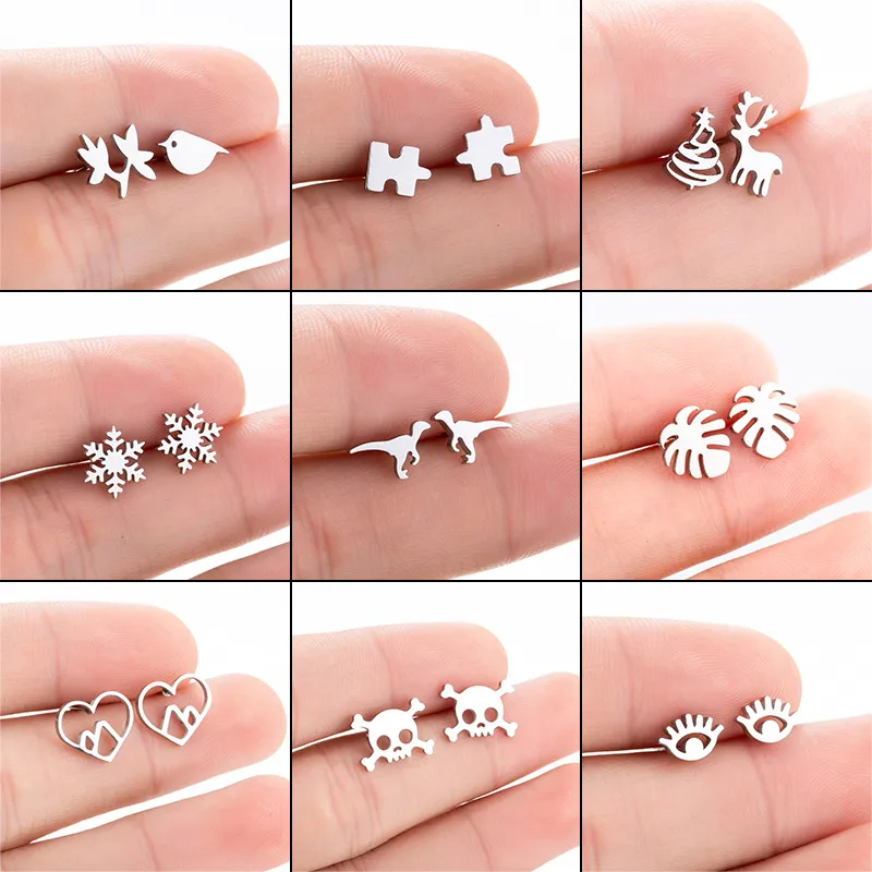 Wholesale PVD Coated Real Gold Plated Geometric Snowflake Stainless Steel Simple Style Waterproof Non Tarnish Ear Studs