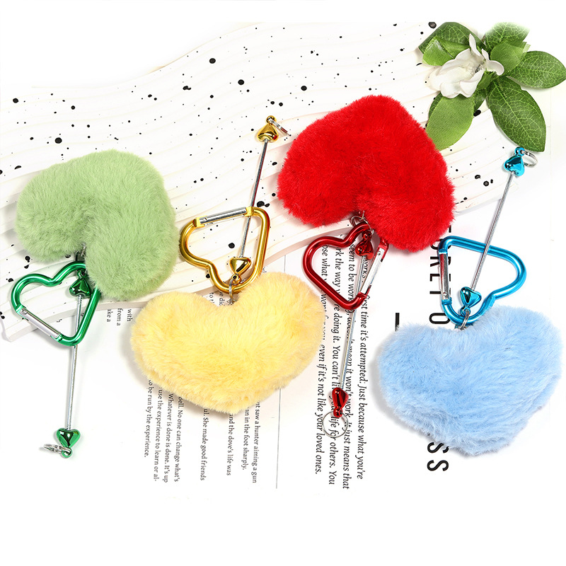 Wholesale Heart-shaped m-m keychain with colorful plush beads