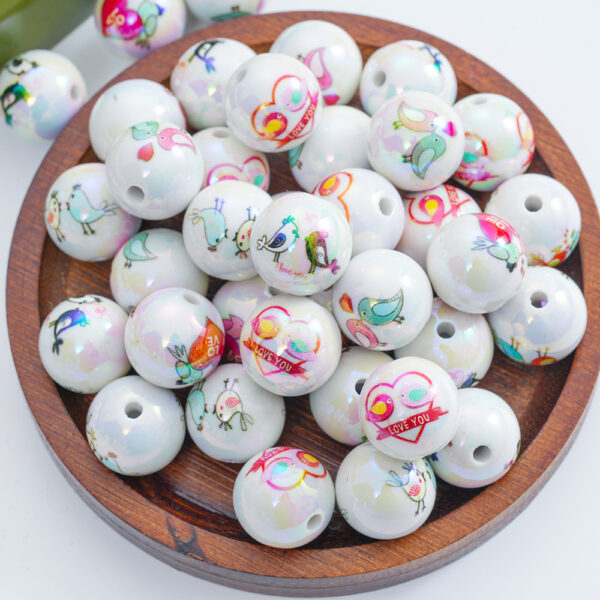 Wholesale 10pcs Valentine's Day Love Bird Round Beads
