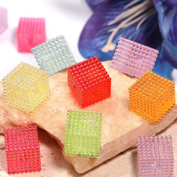 Wholesale 16mm Acrylic Transparent Color Square Bead Granules Building Block Square Beads Diy Mobile Phone Chain Beads