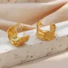 Wholesale PVD Coated Real Gold Plated 18K Gold Gold Plating C Shape 304 Stainless Steel Fashion Waterproof Non Tarnish Hoop Earrings