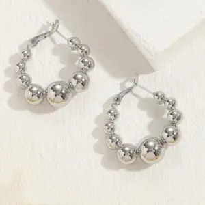 Small Version Copper Bead Ear Clip 14K Real Platinum