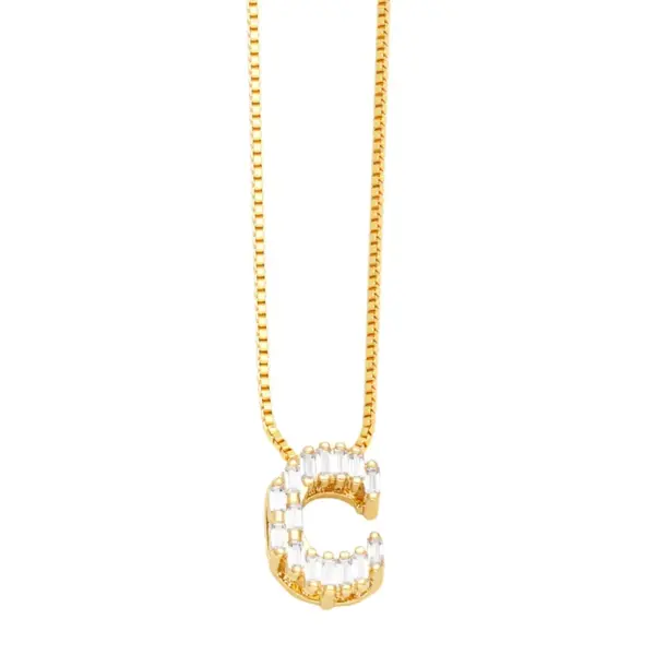 Wholesale PVD Coated Real Gold Plated 18K Gold Letter Stainless Steel Copper Basic Simple Style Waterproof Non Tarnish Stainless Steel Pendant Necklace