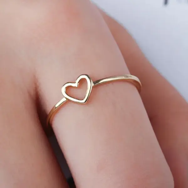 Wholesale Sweet Heart Shape Stainless Steel Hollow Out Rings