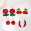 Wholesale Cherry rose flower seed bead earrings