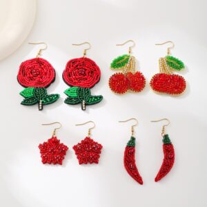 Wholesale Cherry rose flower seed bead earrings