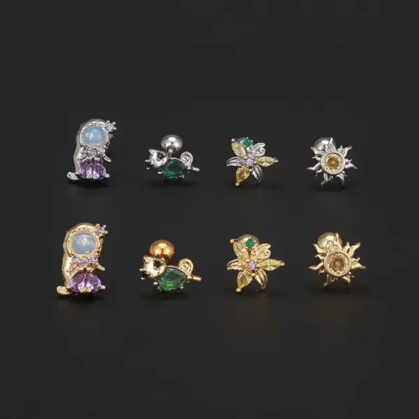 Wholesale 1 Piece Ig Style Simple Style Geometric Plating Inlay Brass Zircon 18k Gold Plated White Gold Plated Ear Studs