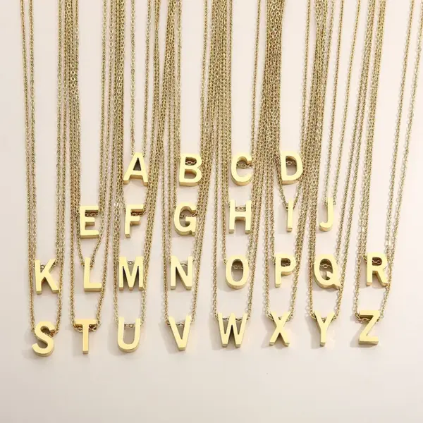 304 Stainless Steel Letter PVD Coated 18K Real Gold Plated Fashion Waterproof Non Tarnish Plating Pendant Necklace