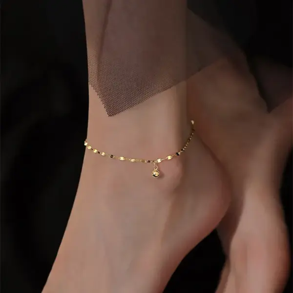 1 Piece Vacation Geometric 304 Stainless Steel Waterproof Non Tarnish PVD Coated Real Gold Plated 18K Gold Women'S Anklet