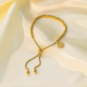 Qye2054 Pull Bead Bracelet / Gold