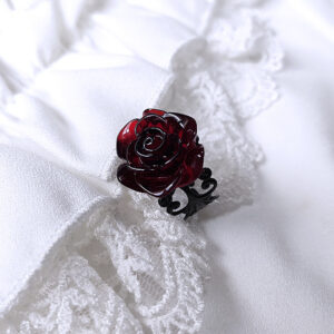 Wholesale Jun eucalyptus cross-border foreign trade Amazon dark red rose ring adjustable punk jewelry factory outlet