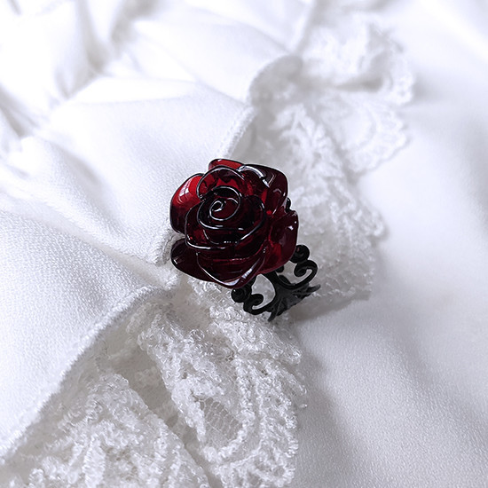 oly-bacde0df837b7d83cb4f2a124b59b237 Wholesale Jun eucalyptus cross-border foreign trade Amazon dark red rose ring adjustable punk jewelry factory outlet