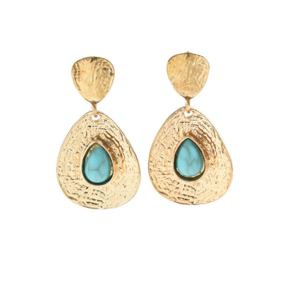 Wholesale Geometric retro design turquoise stud earrings