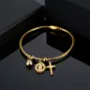 Wholesale 304 Stainless Steel Stainless Steel Cross PVD Coated 18K Real Gold Plated Luxurious Plating Gold Bangle