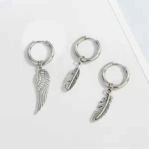 Wholesale Fashion Feather Plating 201 Stainless Steel Alloy No Inlaid Earrings