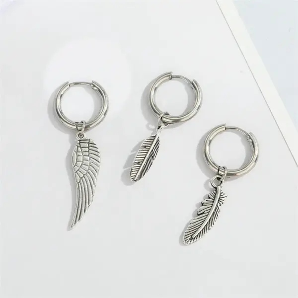 Wholesale Fashion Feather Plating 201 Stainless Steel Alloy No Inlaid Earrings