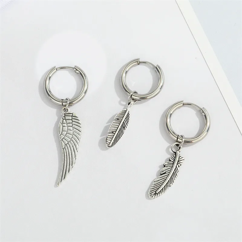 Wholesale Fashion Feather Plating 201 Stainless Steel Alloy No Inlaid Earrings