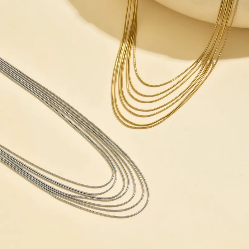 Wholesale PVD Coated Real Gold Plated 14K Gold Solid Color Lines 304 Stainless Steel Basic Modern Style Waterproof Non Tarnish 304 Stainless Steel Lay