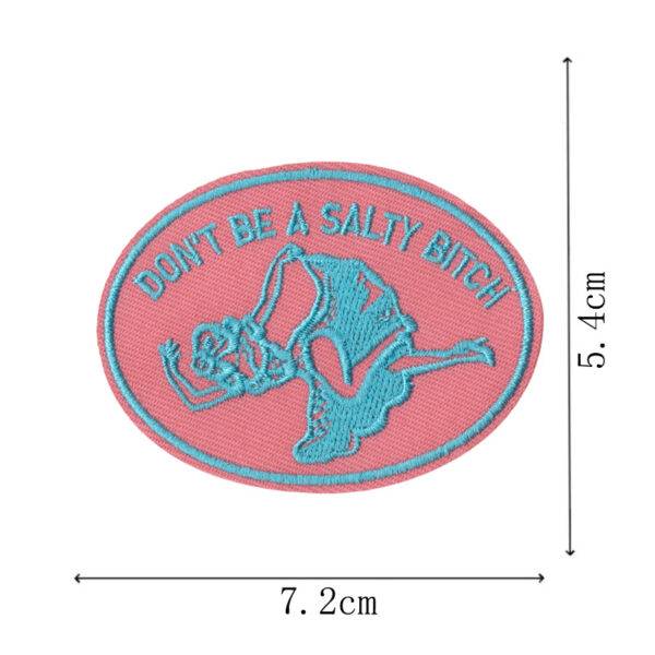 oly-bad9210a7f5b863fa1a037ceb9cae362 Wholesale Bar main image denim embroidered fabric patch pink lady patch