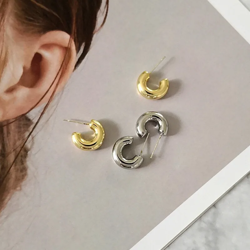 Wholesale 1 Pair Simple Style C Shape Plating Stainless Steel Ear Studs