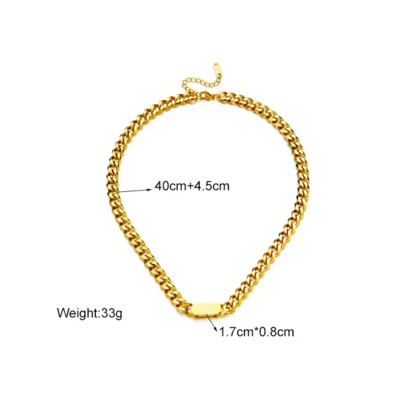 Wholesale PVD Coated 18K Gold Plated Solid Color 304 Stainless Steel Retro Punk Waterproof Non Tarnish 304 Stainless Steel Necklace