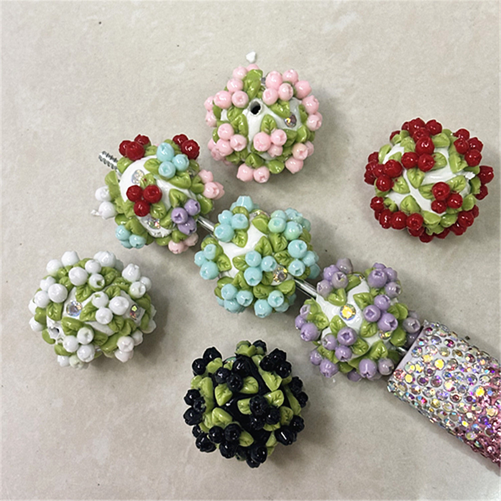 Wholesale Kindergarten Cross-Border Cartoon Colorfulful Small Flowers Straight Hole Beads DIY Beaded Pen Mobile Phone Chain Keychain Car Hanging and O