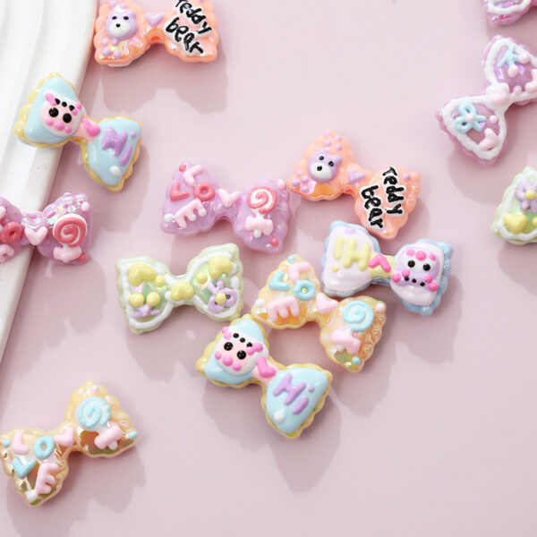 Wholesale Cute Cartoon Heavy Oil Double-sided Hand-painted Bow Acrylic Beaded DIY Mobile Phone Chain Bag Material Accessories