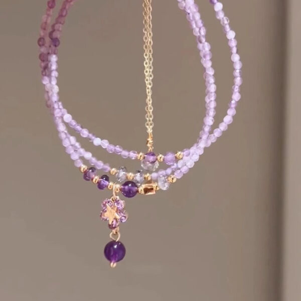 Wholesale Sweet Amethyst Multi-circle Stacked Bracelet Exquisite Star Pendant Bracelet Women's High-value Fashion Elegant Bracelet