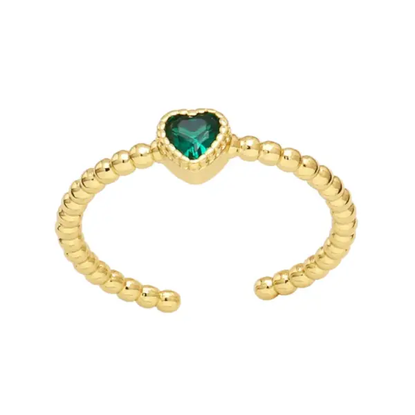 Wholesale Copper Plating Inlay Heart Shape Zircon Open Rings