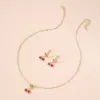 Glass Copper Cherry Artificial Gemstones Bridal Jewelry Sets