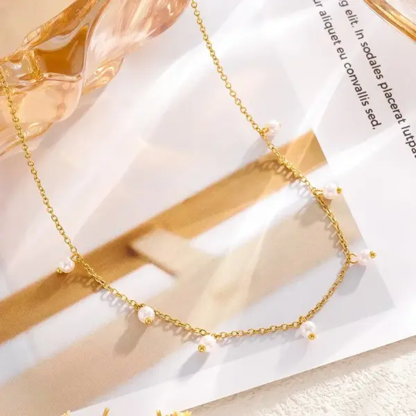 Wholesale 304 Stainless Steel Plastic Geometric Ion Plating (IP) Plastic 18K Gold Plated Princess Vacation Sweet Waterproof Non Tarnish Plating Necklace