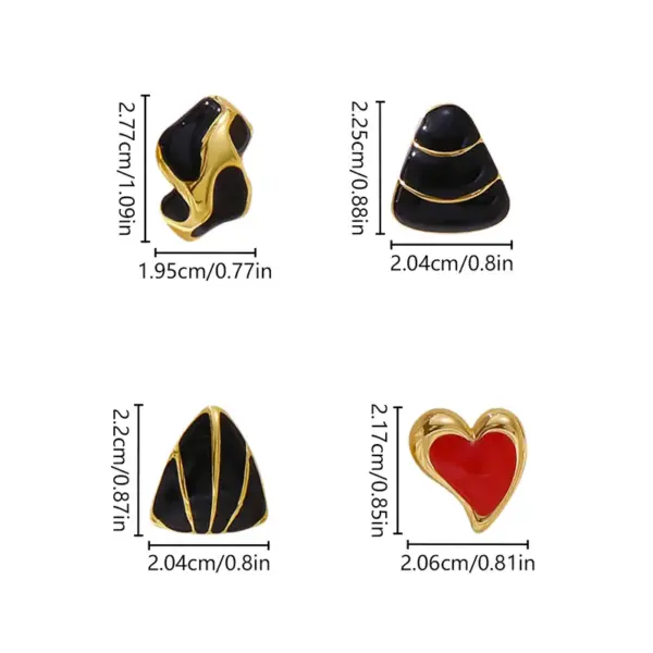 Wholesale Fashionable Irregular Heart Triangle Colorful Drip Oil Non-fading 304 Stainless Steel Earrings Elegant Women's Jewelry Accessories