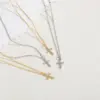Wholesale Elegant Simple Style Cross Infinity Copper 14k Gold Plated White Gold Plated Zircon Pendant Necklace In Bulk