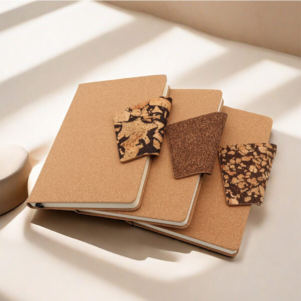 Wholesale A5 environmentally friendly PU cork coffee grounds buckle notebook custom logo business meeting record book notepad