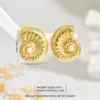 304 Stainless Steel Plastic Starfish Conch Shell Electroplating Imitation Gold Marine Style Irregular Multicolor-Golden Yellow Ear Studs