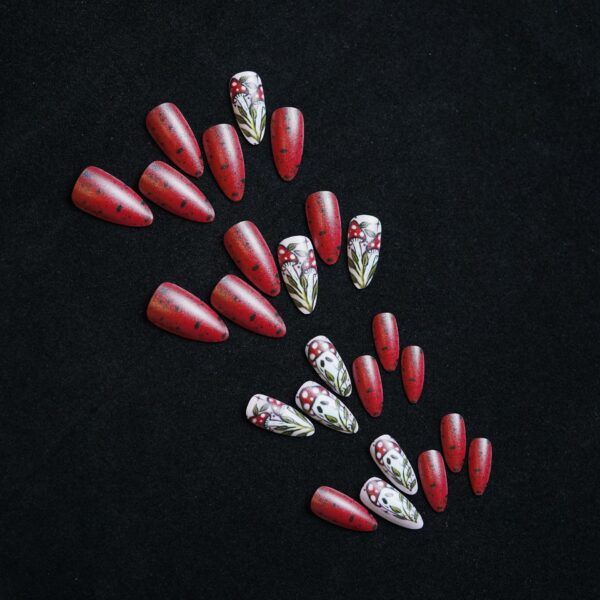 oly-bafa89600c41de71746108f5b9f17669 Wholesale Halloween Mushroom Ghost Almond False Nail Tips Wearable Nail Tips
